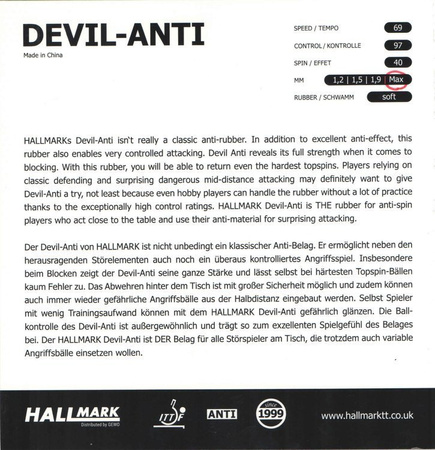 antytopspin HALLMARK Devil Anti czerwony