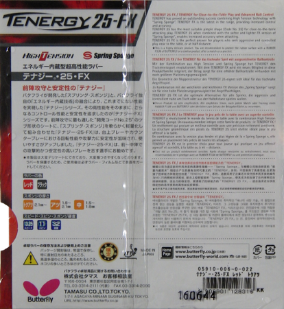 okładzina gładka BUTTERFLY Tenergy 25 FX czarny